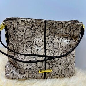 Anne Klein Vegan Leather Faux Python Embossed Hobo Shoulder Bag